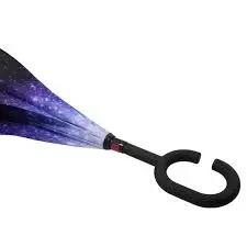Зонт Lesko Up-Brella Звёздное небо складывающийся зонтик в обратном направлении длинная ручка антизонт хит | Зображення 2