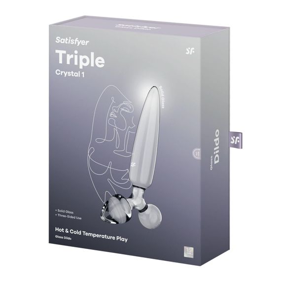 Тристоронній скляний дилдо Satisfyer Triple Crystal 1 Transparent Sex Aura | Зображення 4