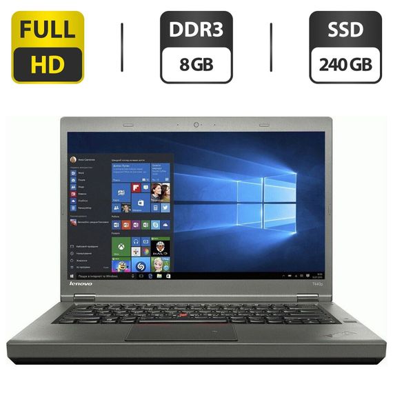 Ноутбук Б-класс Lenovo ThinkPad T440p / 14" (1920x1080) TN / Intel Core i7-4600M (2 (4) ядра по 2.9 - 3.6 GHz) / 8 GB DDR3 / 240 GB SSD / Intel HD Graphics 4600 б/у