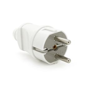 Вилка Евро с заземлением прямая, разборная, Premium16А 220V, цвет белый, Q25