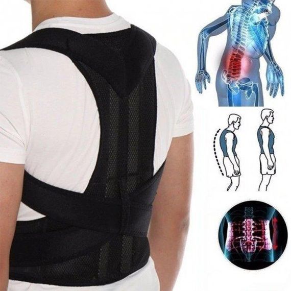 Грудопоперековий корсет коректор правильної постави Back Pain Need Help Чорний для рівної спини від сутулості | Зображення 3
