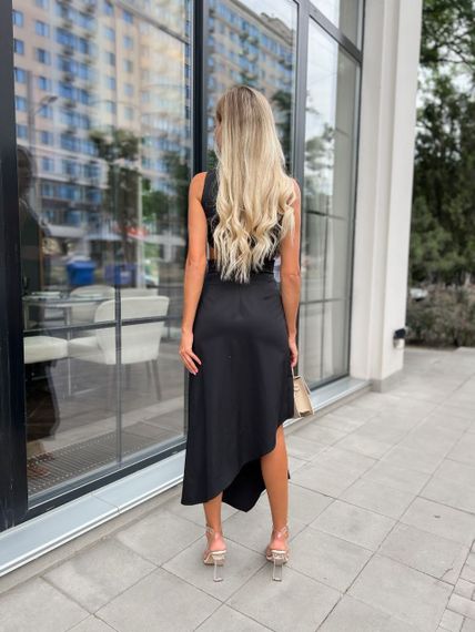 Женское красивое стильное асимметричное летнее платье KI229222 цвет черный, размер L | Зображення 3