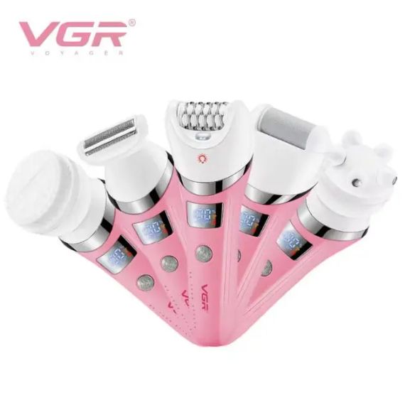 Многофункциональный аккумуляторный эпилятор с подсветкой VGR V-759 5в1 женская электробритва | Зображення 1