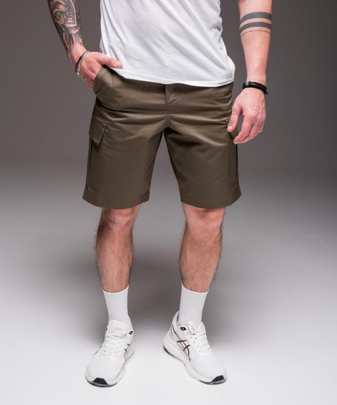 Мужские летние шорты карго с накладными карманами, под ремень RA2032, цвет хаки, размер S | Зображення 3