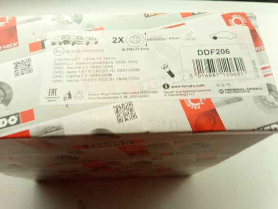 Диск тормозной Lanos 1.6, FERODO (DDF206) пара (96179110) | Зображення 1