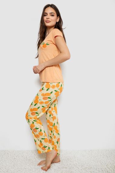 Пижама женская с принтом  -уценка, цвет оранжевый, 243R7137-U | Зображення 2