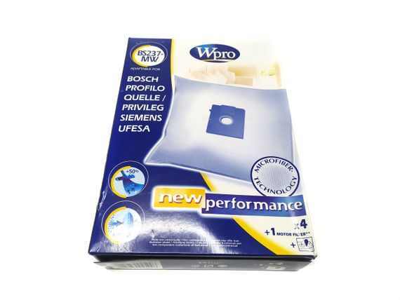 Набір мішків 4 шт. для пилососа Bosch, Siemens BS237-MW + фільтр