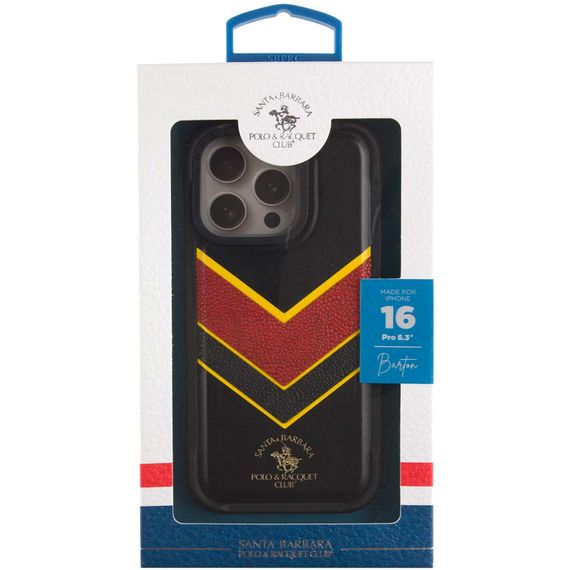 Кожаный чехол Polo Santa Barbara Barton для Apple iPhone 16 Pro (6.3") Black / Yellow | Зображення 7