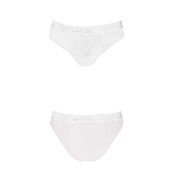Трусики с широкой резинкой и кружевом Passion PS001 PANTIES M, white | Зображення 3