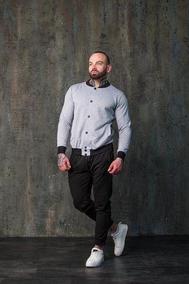 Бомбер ґудзик сірий S L | Зображення 2