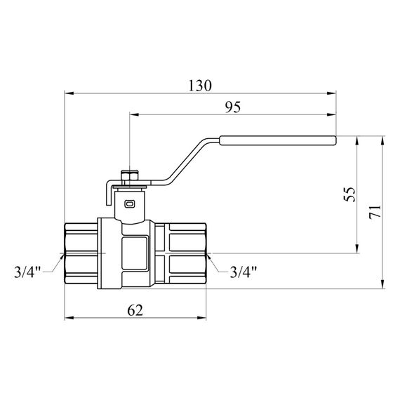 Кран кульовий Kroner 3/4" ВВ PN40 ручка, нікельований (CV033216) | Зображення 1