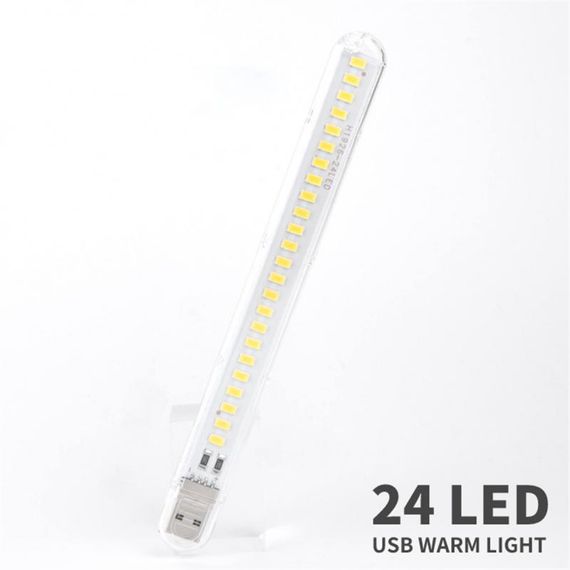 Світильник-нічник USB LED лампа 20 см*2 см на 24 світлодіоди 5V/1А Біле світло (370146)