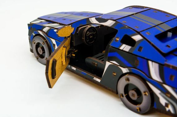 Конструктор "Muscle Car" Puz-00642 дерев'яний, 162 дет., синій колір р. моделі 24*9*7 см PuzzleOk | Зображення 6