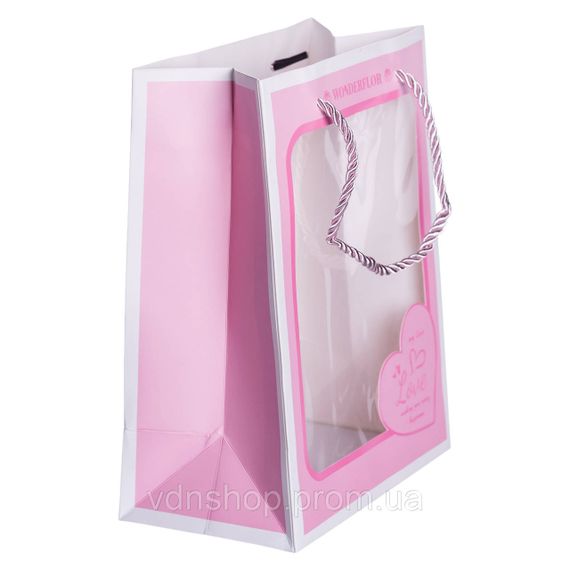 Набір подарункових пакетів з паперу Love з віконцем 12 шт 18×10×23 см HP-10359-17 | Зображення 1