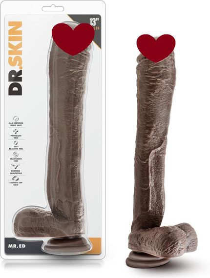 Фалоімітатор гігант Blush Dr. Skin Mr. Ed реалістичний на присосці, коричневий, 33 см х 5.3 см sexstyle