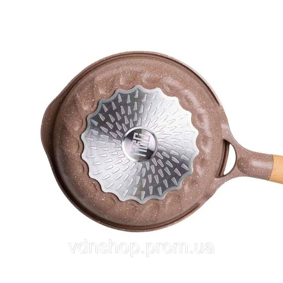 Алюмінієва сковорода об'ємом 1 літр з мармуровим антипригарним покриттям Ø 20 см, товсте дно MGC кавовий HP-4-416CO | Зображення 4