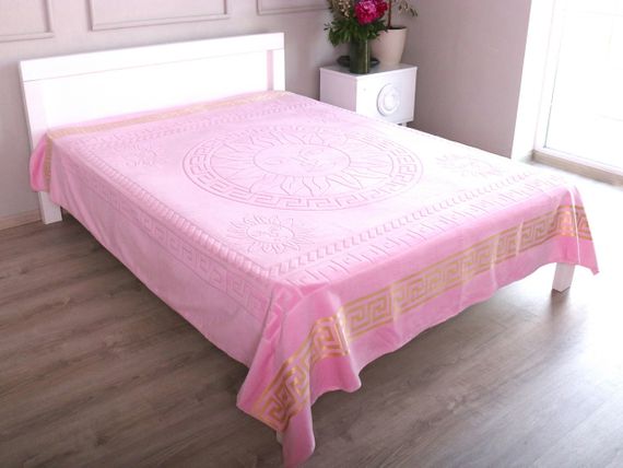 Махрове покривало 200х215см (Піке) Світло-рожеве