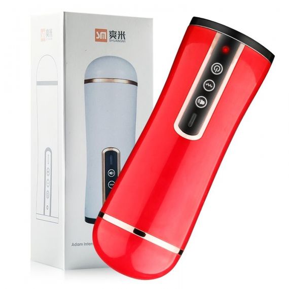 Чоловічий мастурбатор з вібрацією та звуком (червоний, USB) | Зображення 1