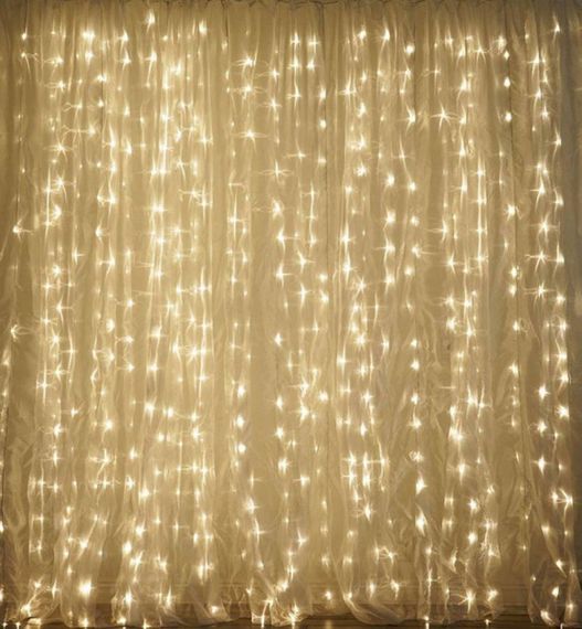 Гирлянда водопад 320 LED 5mm 3м/2м теплый цвет на прозрачном проводе | Зображення 1
