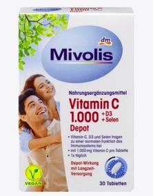 Вітаміни Міволіс Вітамін С 1000 + D3 + Селен Mivolis Vitamin C 1000 + D3 + Selen