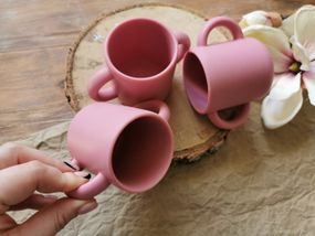Детская силиконовая чашка с ручками цвет blush