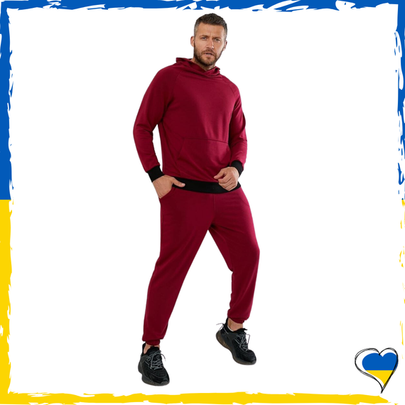 Спортивний костюм. Повсякденний костюм. Костюм унісекс. Костюм бордовий M, XL