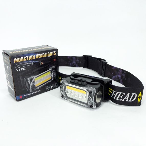 Ліхтар налобний YY-19C-5SMD+COB white+yellow+red Motion Sensor, Потужний світлодіодний ліхтарик OI-233 на голову | Зображення 1