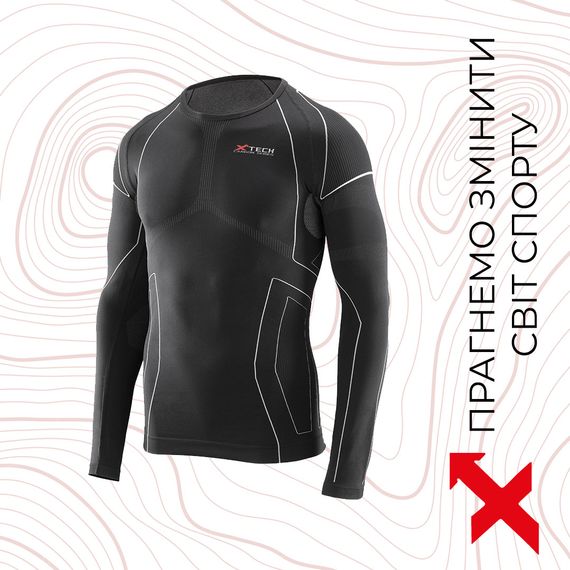 Термокофта (лонгслів) X TECH Maglia Race 3 Munica Lunga  giroc Nero L/XL Чорна | Зображення 6