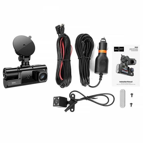 Відеореєстратор Hoco DI60 2-inch display with rear camera (1280+720P) Black | Зображення 4