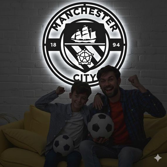 Панно декоративная картина на стену Manchester City LED подсветка 600х600 acr-p000090