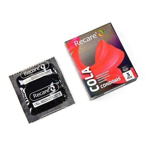 Презервативи Holographic Recare Cola Dotted&Ribbed Condoms 3 шт, з пухирцями і ребрами, аромат: Кола | Зображення 1