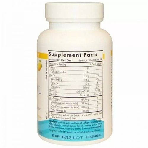 Жир із печінки тріски Nordic Naturals Arctic Cod Liver 1000 mg 90 Soft Gels Great Lemon taste | Зображення 1