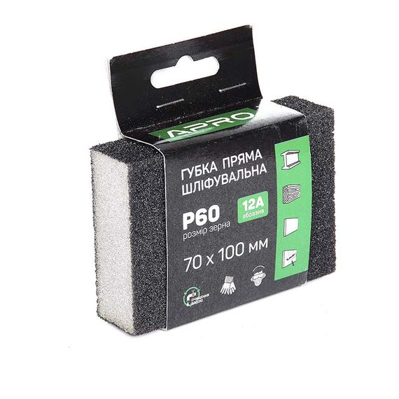 Губка шлифовальная APRO четырехсторонняя прямая P60