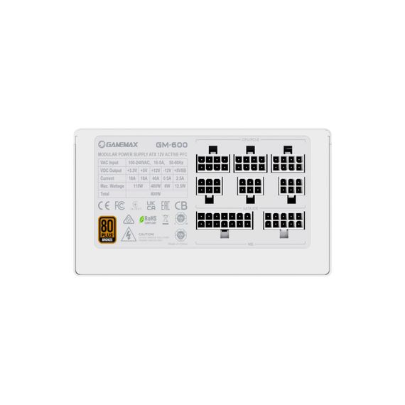 Блок живлення Gamemax 600W GM-600 Modular white (GM-600 Modular white) | Зображення 8