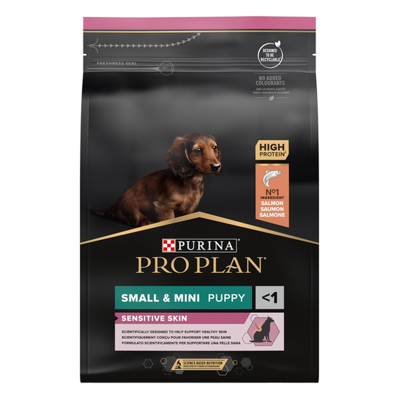 Сухий корм Purina PRO PLAN Small&Mini Puppy для цуценят собак дрібних порід із чутливою шкірою, лосось 3кг