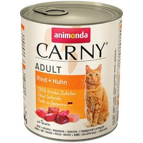 Вологий корм для дорослих котів Animonda Carny Adult яловичина та курка 800 г (4017721837293)