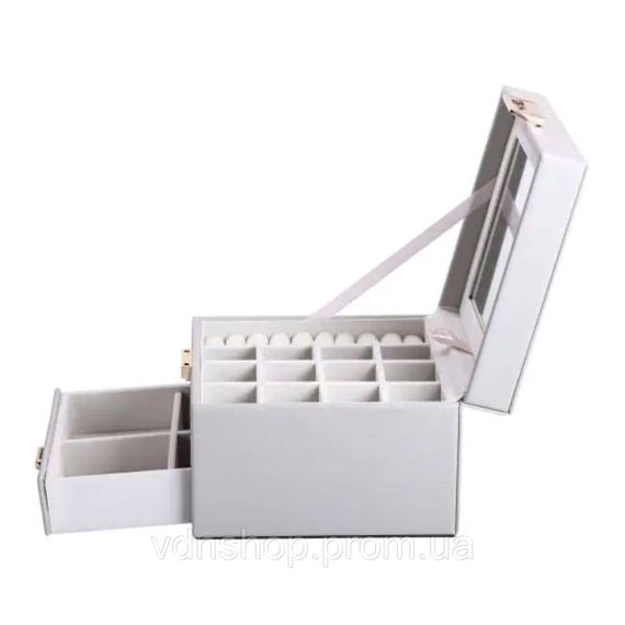 Скринька для прикрас з еко шкіри 2 яруси органайзер для ювелірних виробів HP-5-2G | Зображення 3