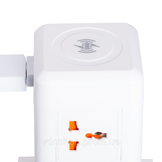 Сетевой фильтр удлинитель 2.8 м с лампой на 6 универсальных розеток с 2 USB, 1 Type-C, беспроводная зарядка HP-5-1 | Зображення 5