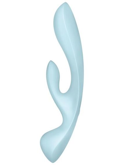 Двухсторонний вибратор-кролик Satisfyer Triple Oh Light Blue, 3 мотора, рукоятка-массажер | Зображення 1