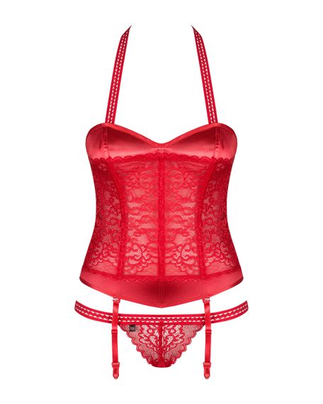 Корсет та трусики Obsessive Flameria Червоний S/M | Зображення 2