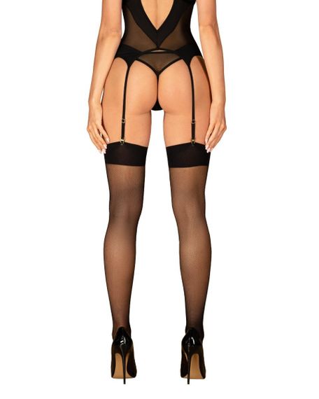 Панчохи в сіточку Obsessive S823 stockings, чорні, S/M/L | Зображення 3