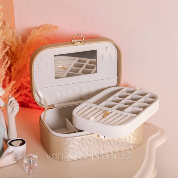 Шкатулка для украшений из эко кожи 2 яруса с замком органайзер для ювелирных изделий HP-5-1CR | Зображення 7