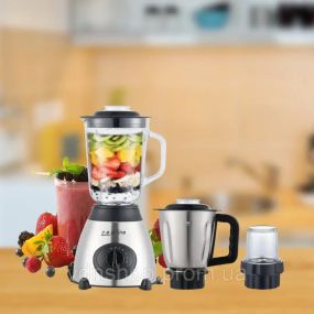 Стаціонарний блендер Zepline 2000W (скляна чаша 1.5л., чаша подрібнювальна для м'яса 1,2л.) ZP-081D1