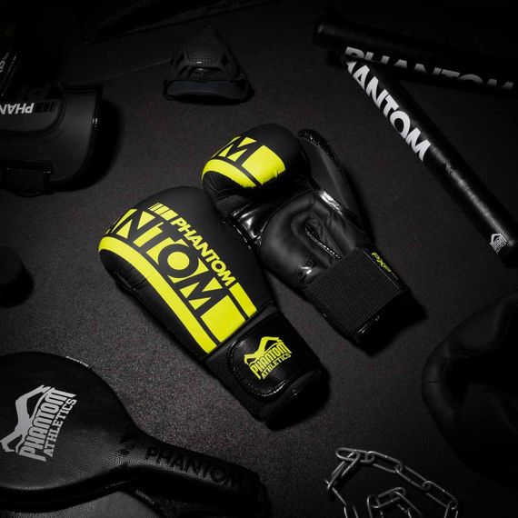 Боксерські рукавиці Phantom APEX Elastic Neon Black/Yellow 14 унцій (капа в подарунок) | Зображення 8