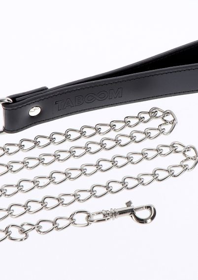 Повідець з карабіном та чорною петлею Taboom Luxury Bondage Essentials Chain Leash, сріблястий Sex Aura | Зображення 3