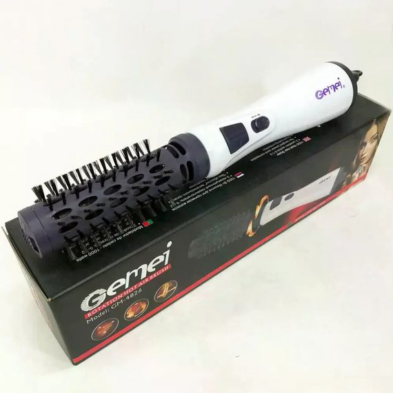 Фен-щетка для волос GEMEI GM-4826 1000W • Вращающийся фен-браш для сушки, укладки, объема и создания естественной волны | Зображення 4