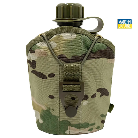 Фляга армійська 1л в чохлі-підсумку Мультикам Molle (фляга тактична польова індивідуальна)