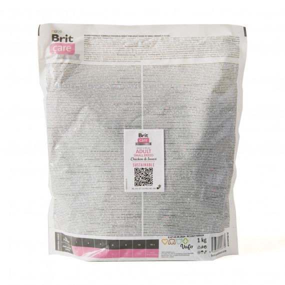 Корм сухий Brit Care Dog Sustainable Adult Small Breed для собак малих порід з куркою та комахами 1 кг | Зображення 2