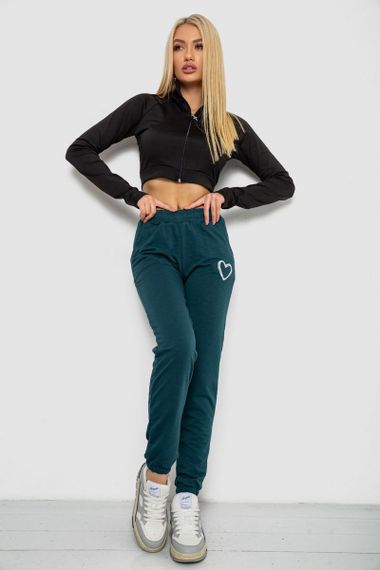 Спортивные штаны женские  -уценка, цвет темно-зеленый, 238R324-U-2 | Зображення 1