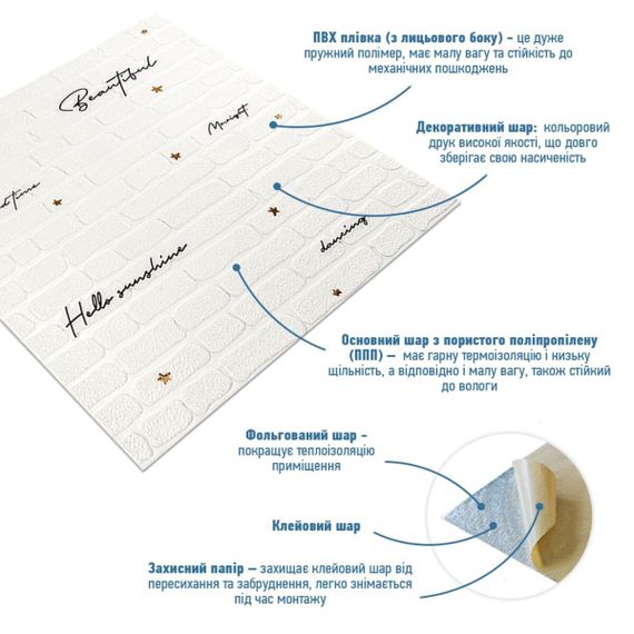 Панель стінова 3D 700х700х4мм Напис із золотом SW-00001979 | Зображення 1